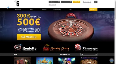 Skärmdump från Booming Games casinot 6 Black Casino