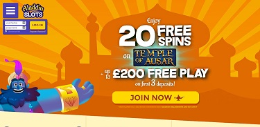 Aladdin Slots hemsida