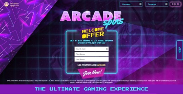Arcade Spins hemsida