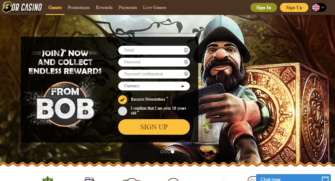 Bob Casino hemsida