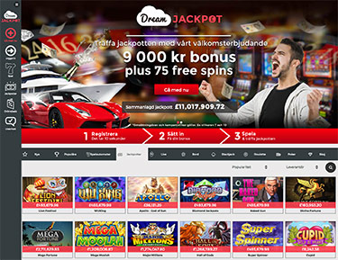 Dream Jackpot hemsida