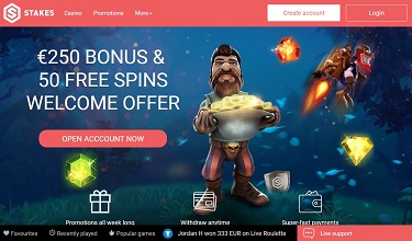 Stakes Casino hemsida