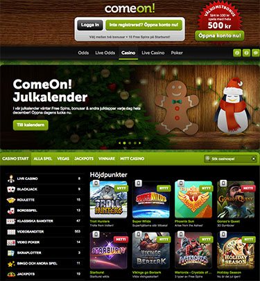 ComeOn Hemsida