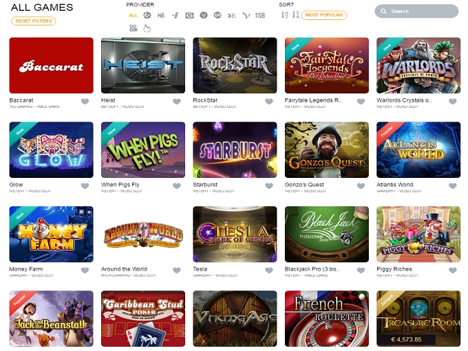 Fenix Casino's spelutbud