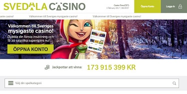 Svedala Casino's hemsida